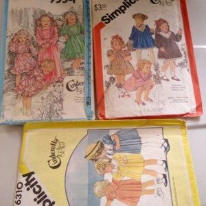 SIMPLICITY Vintage CINDERELLA Collection Patterns 1981 Lil Girls Frilly Dresses
